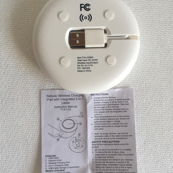 New Canada life Nebula Wireless Charging Pad with Integrated 2 In 1 Cable White - Picture 4 of 6